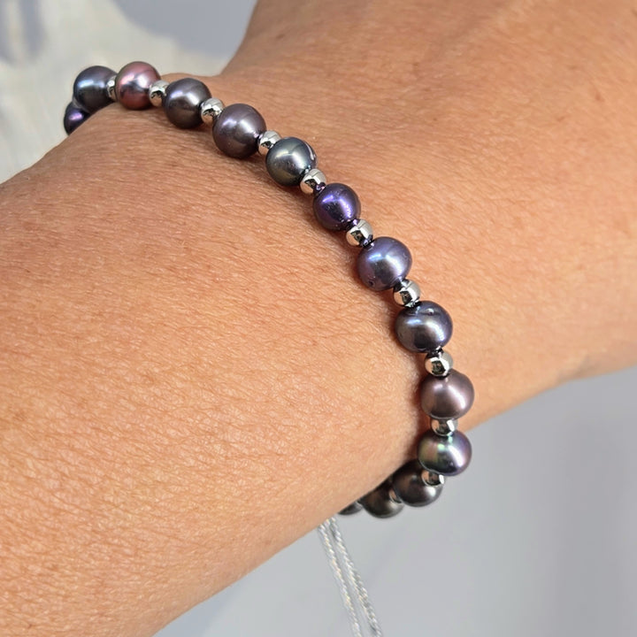 "Pearl Bolo Bracelet" Adj. Bracelet - Pearls, Anti-tarnish Sterling