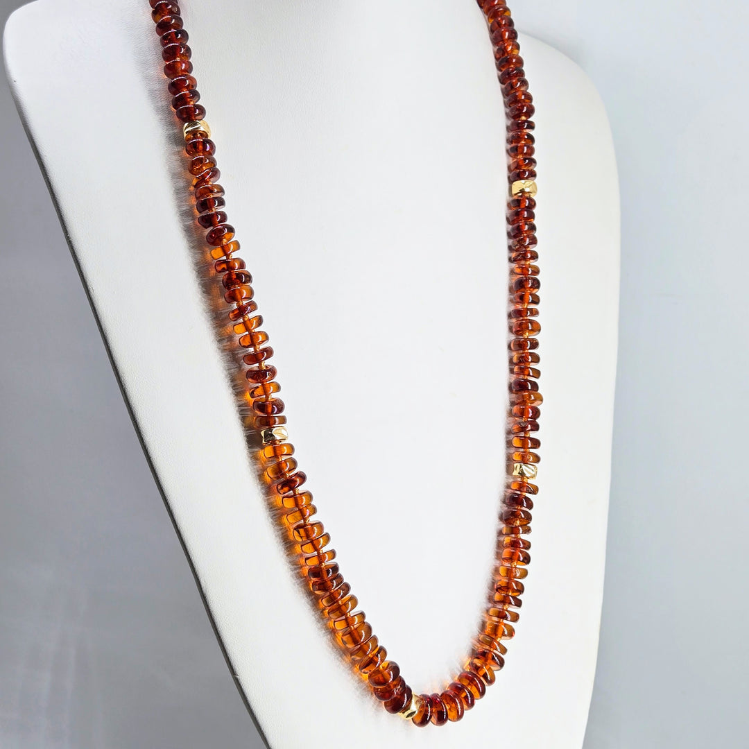 "Ancient Wisdom" 28" Necklace - Amber, 14k Gold