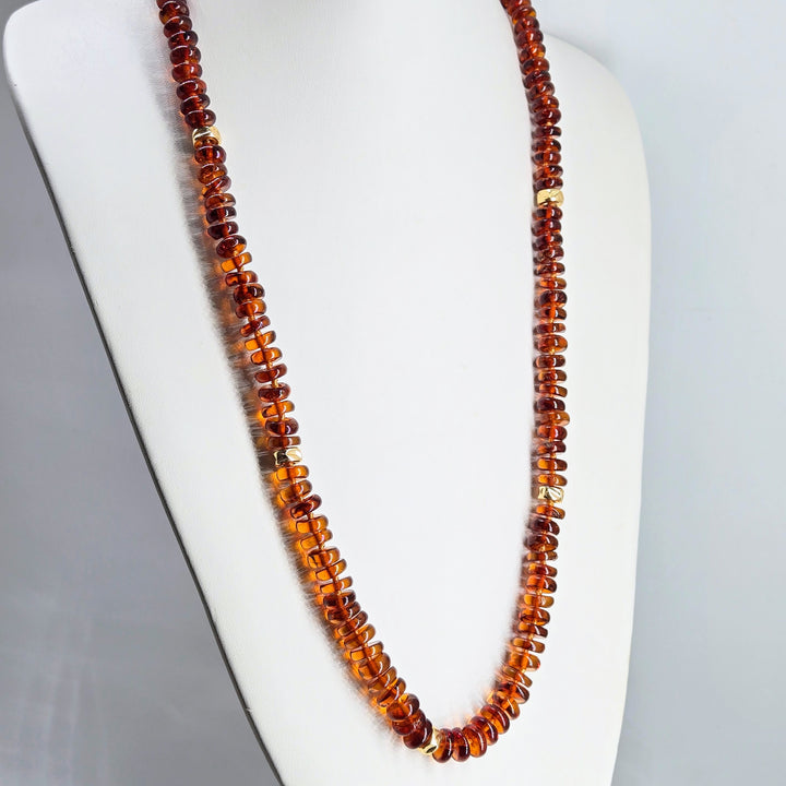 "Ancient Wisdom" 28" Necklace - Amber, 14k Gold