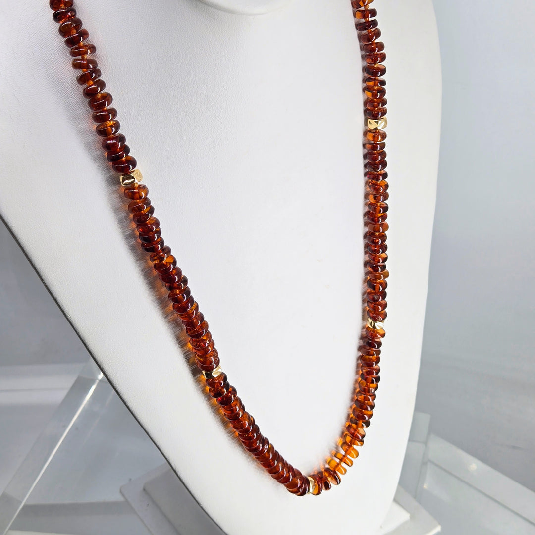 "Ancient Wisdom" 28" Necklace - Amber, 14k Gold