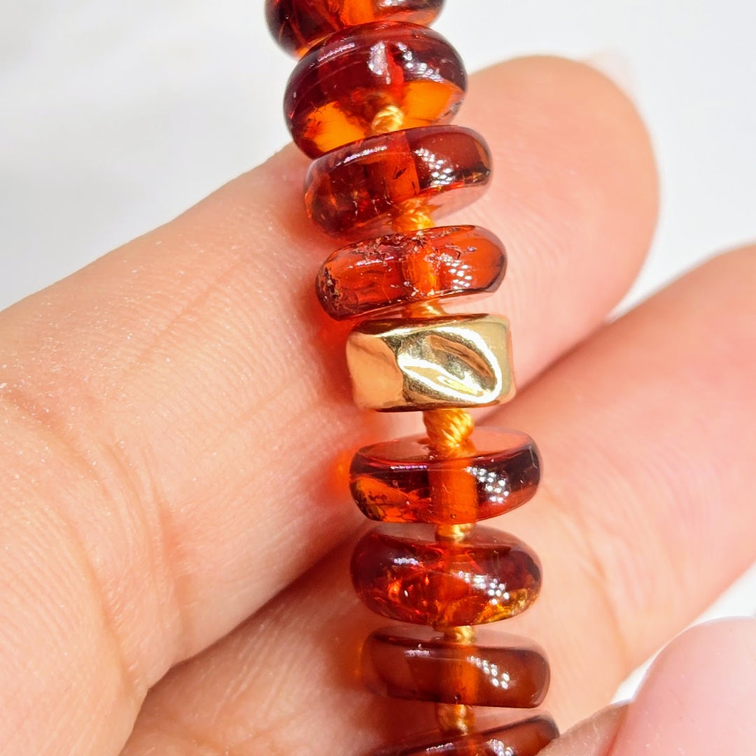 "Ancient Wisdom" 28" Necklace - Amber, 14k Gold