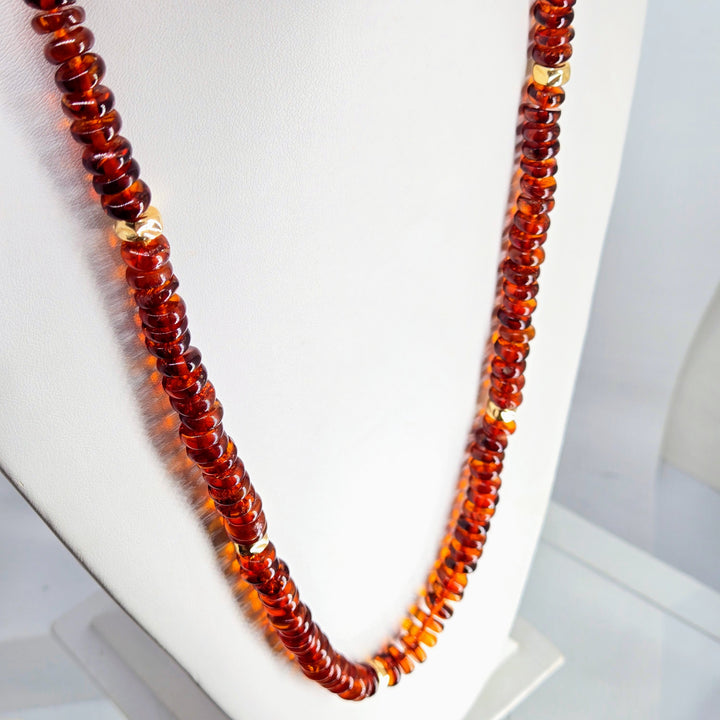 "Ancient Wisdom" 28" Necklace - Amber, 14k Gold