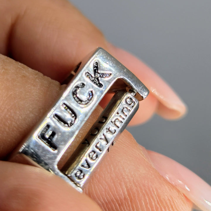 "F*ck It" Adj Sz Ring - Sterling Silver (comes with lighted display box)