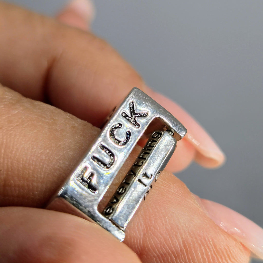 "F*ck It" Adj Sz Ring - Sterling Silver (comes with lighted display box)