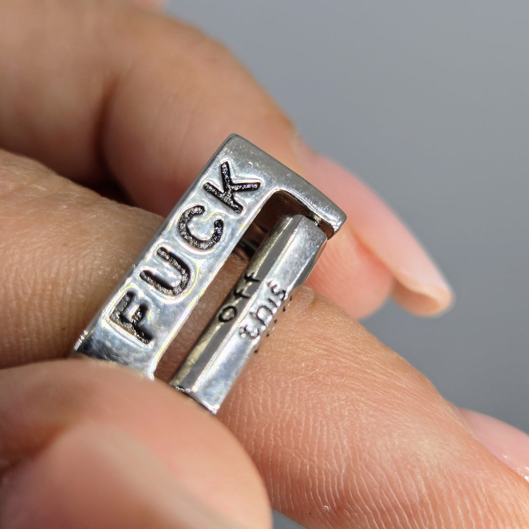 "F*ck It" Adj Sz Ring - Sterling Silver (comes with lighted display box)