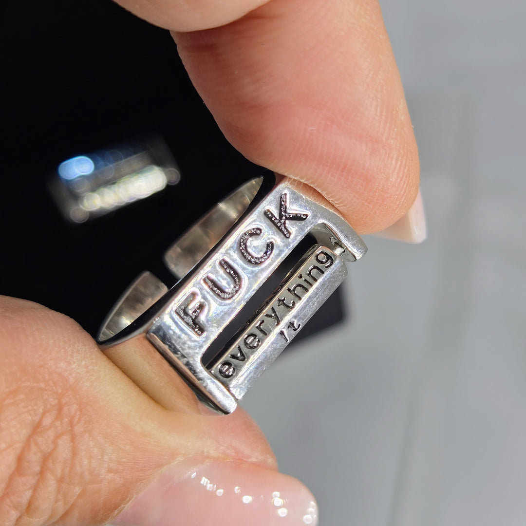 "F*ck It" Adj Sz Ring - Sterling Silver (comes with lighted display box)