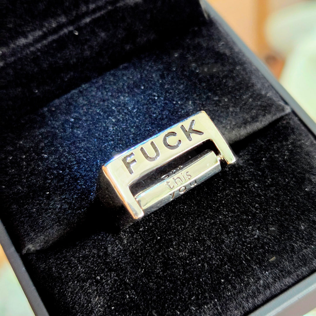 "F*ck It" Adj Sz Ring - Sterling Silver (comes with lighted display box)