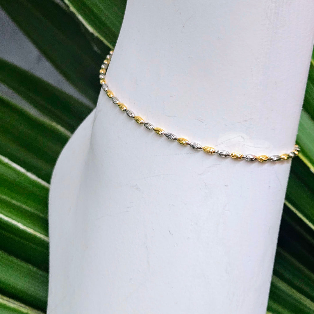 "Basically Beautiful" 9" - 11" Anklet - Anti-tarnish Sterling & Gold Sterling