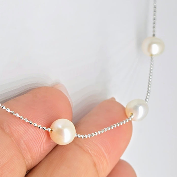 "My Cup Runneth Over" 18" Necklace - Pearls, Anti-tarnish Sterling