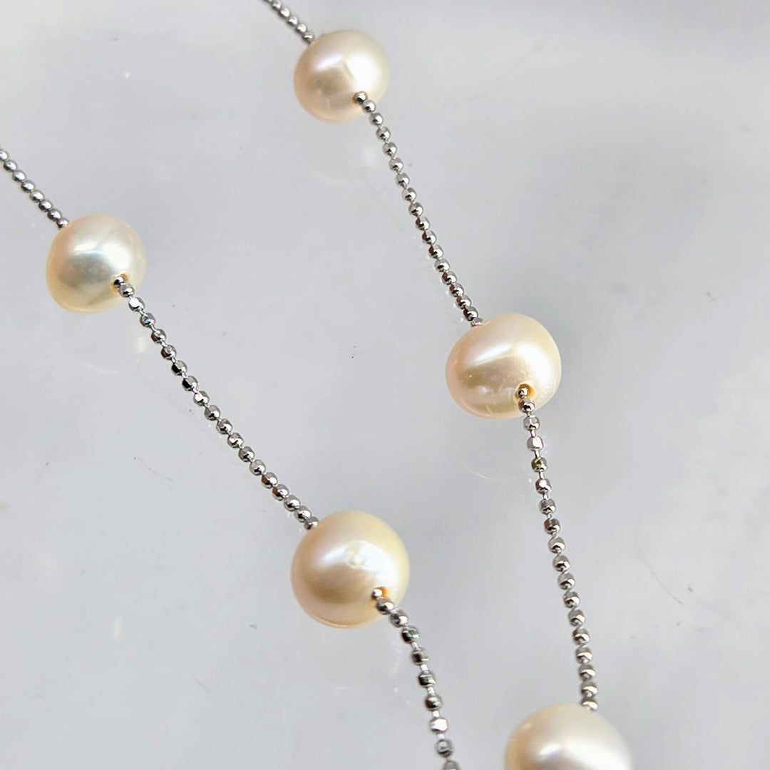 "My Cup Runneth Over" 18" Necklace - Pearls, Anti-tarnish Sterling