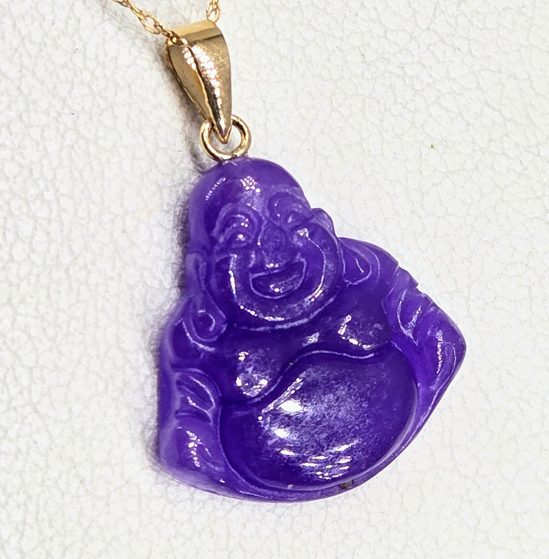 "Cute, Little Fatty!" Pendant Necklace - Lavender Jade, 14k Gold