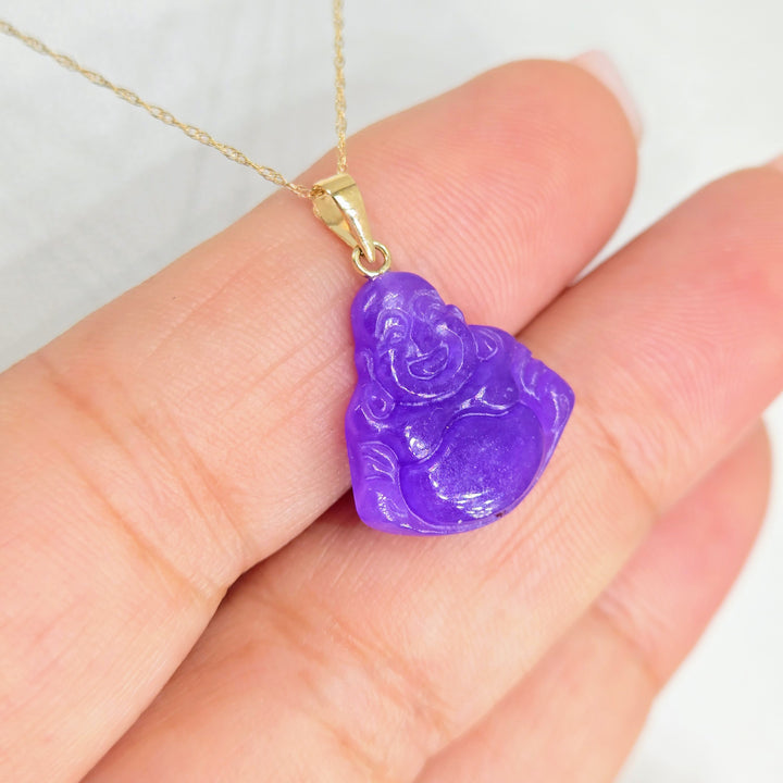 "Cute, Little Fatty!" Pendant Necklace - Lavender Jade, 14k Gold