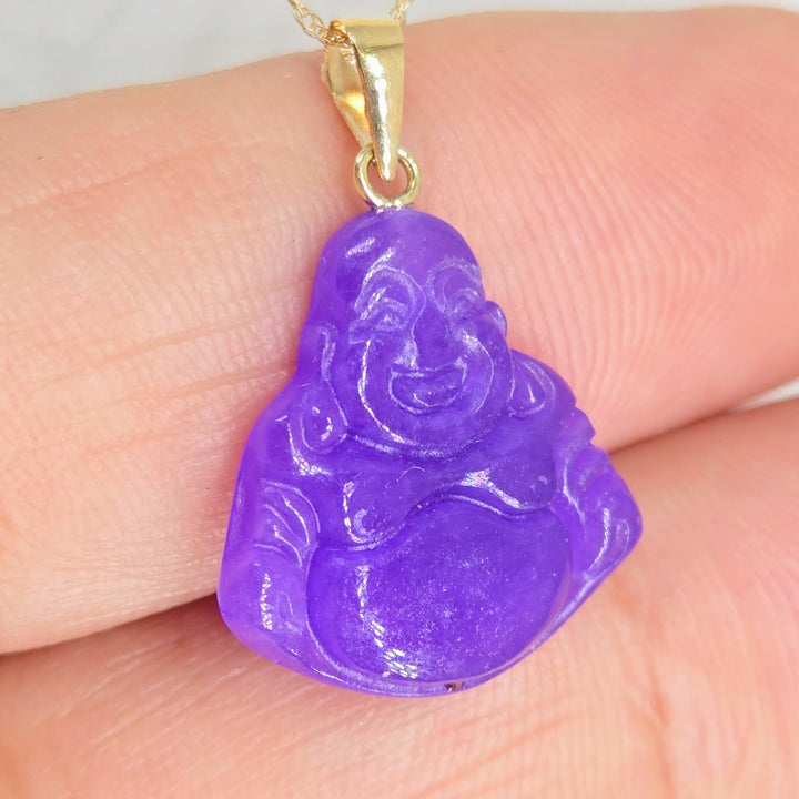 "Cute, Little Fatty!" Pendant Necklace - Lavender Jade, 14k Gold