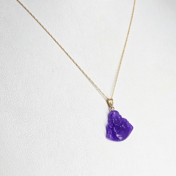 "Cute, Little Fatty!" Pendant Necklace - Lavender Jade, 14k Gold