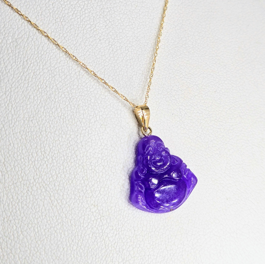 "Cute, Little Fatty!" Pendant Necklace - Lavender Jade, 14k Gold