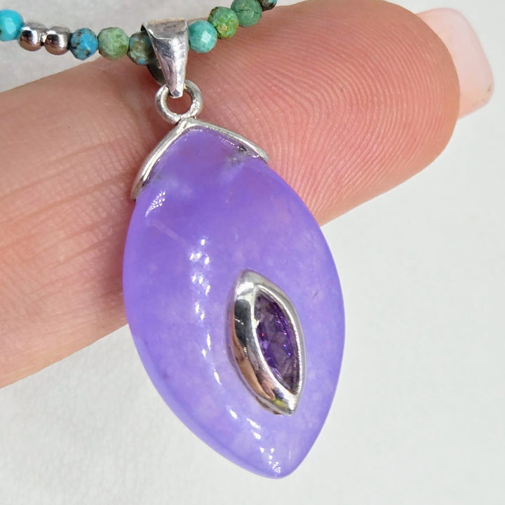 "Enchanted Garden" 16" - 18" Pendant Necklace - Turquoise, Amethyst, Jade, Sterling