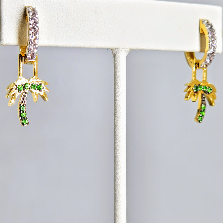 "Between 2 Palms" .5" - 1.25" Convertible Earrings - Tsavorite, Sapphire, 18k Gold Sterling