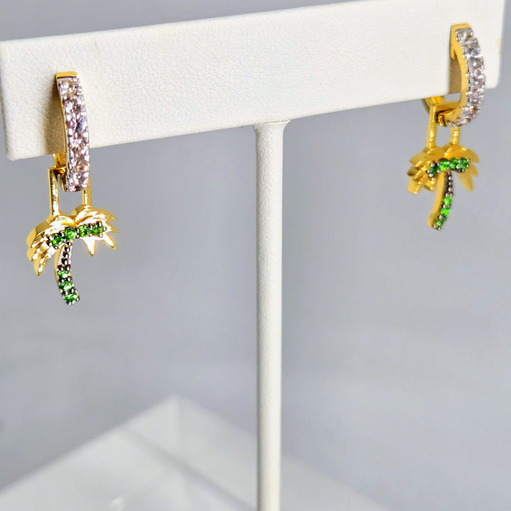 "Between 2 Palms" .5" - 1.25" Convertible Earrings - Tsavorite, Sapphire, 18k Gold Sterling
