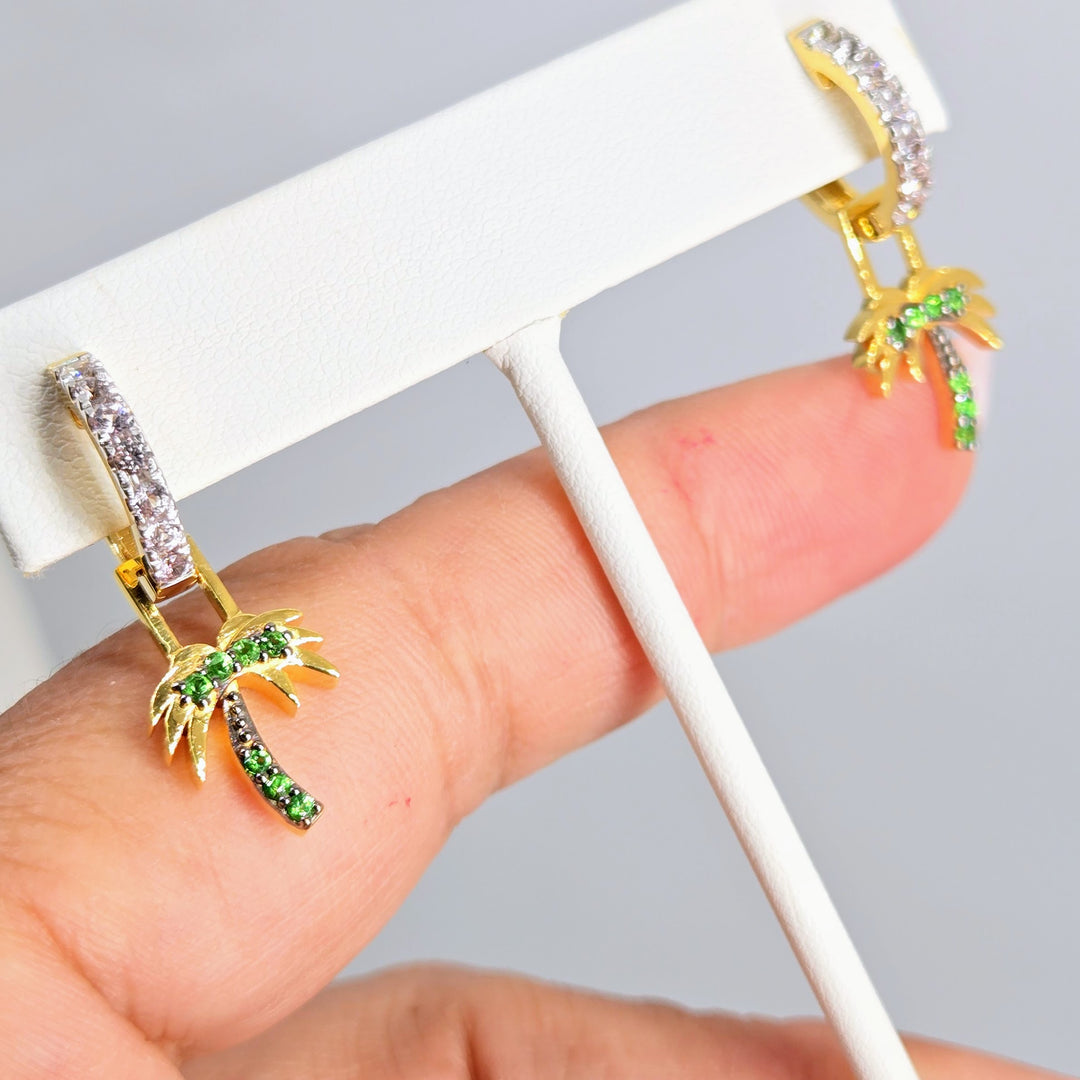 "Between 2 Palms" .5" - 1.25" Convertible Earrings - Tsavorite, Sapphire, 18k Gold Sterling