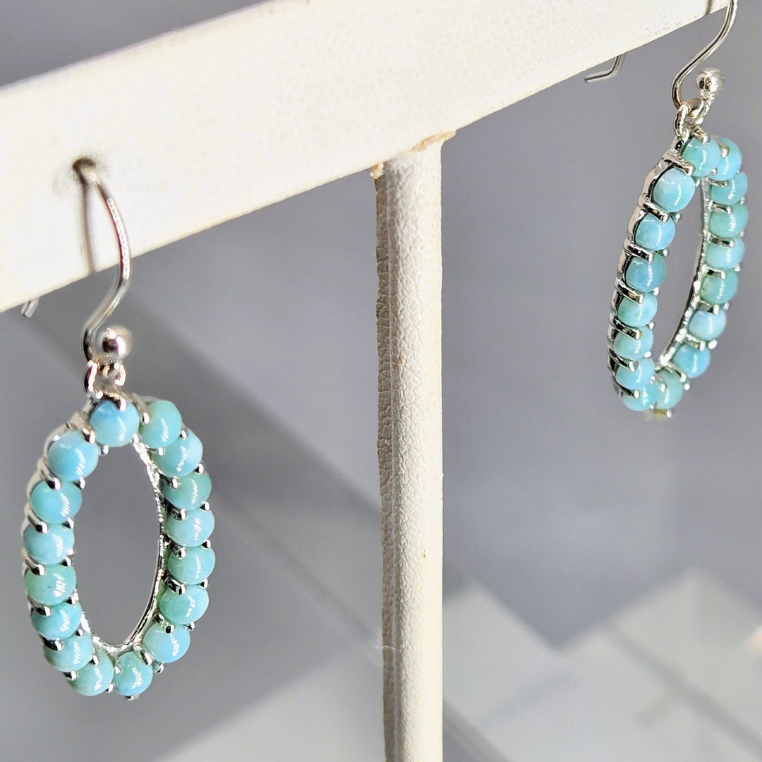 "Ocean Girlie" 1.75" Earrings - Larimar, Sterling