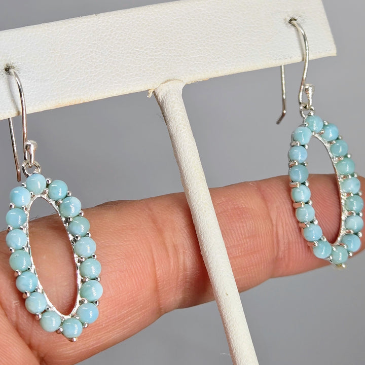 "Ocean Girlie" 1.75" Earrings - Larimar, Sterling