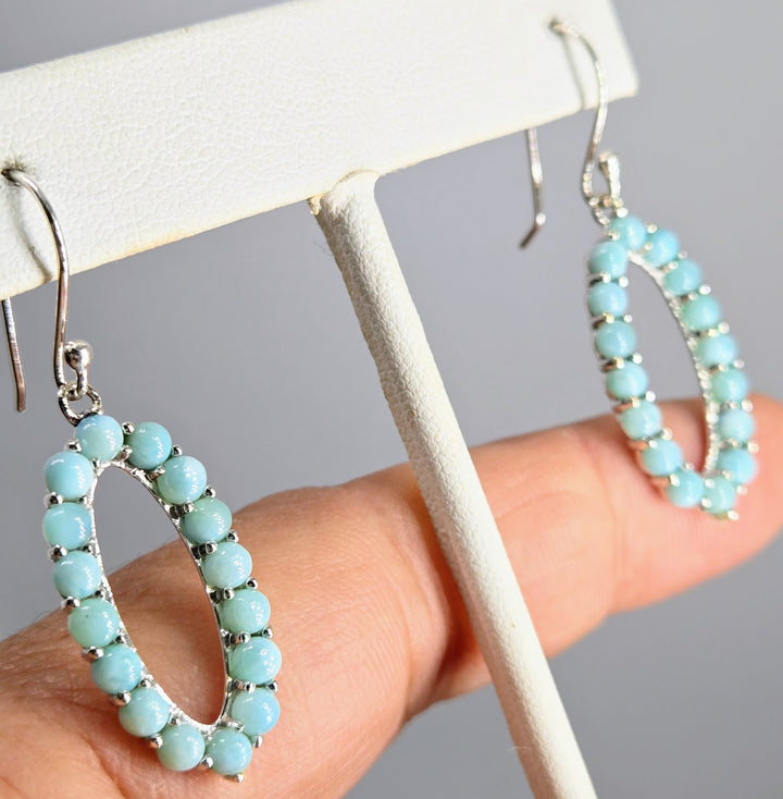 "Ocean Girlie" 1.75" Earrings - Larimar, Sterling