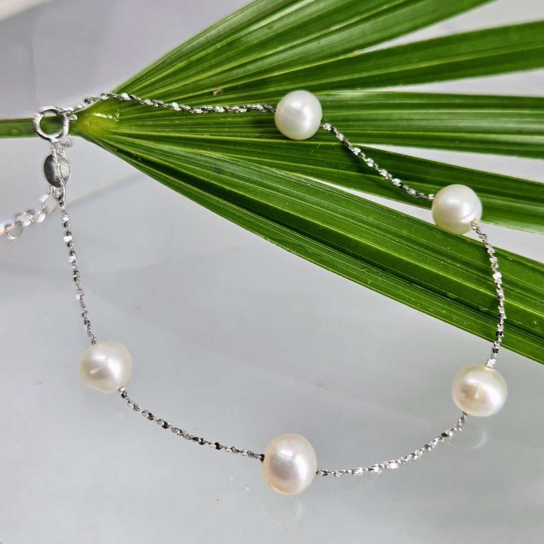 "My Cup Runneth Over" 7" - 8" Bracelet - Pearls, Anti-tarnish Sterling