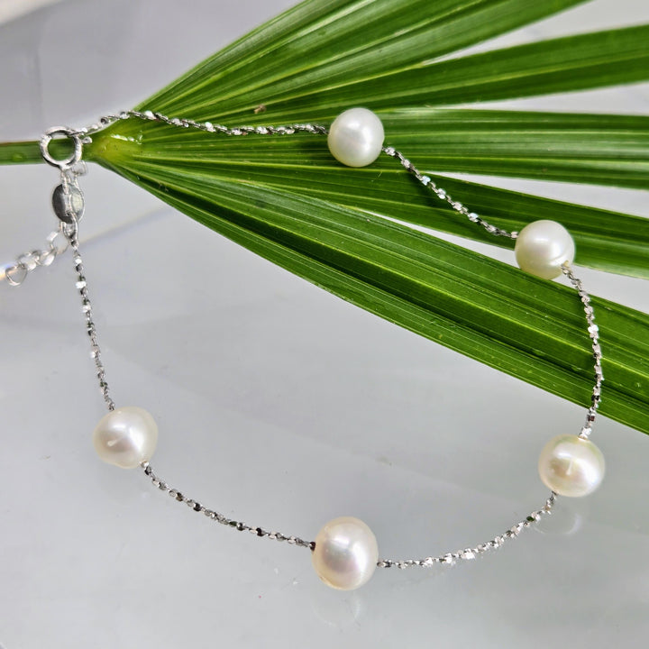 "My Cup Runneth Over" 7" - 8" Bracelet - Pearls, Anti-tarnish Sterling