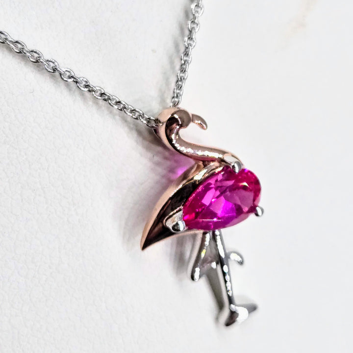 "Scarlet" .75" Pendant - Pink Sapphire, Anti-tarnish Sterling Rose Gold Accents