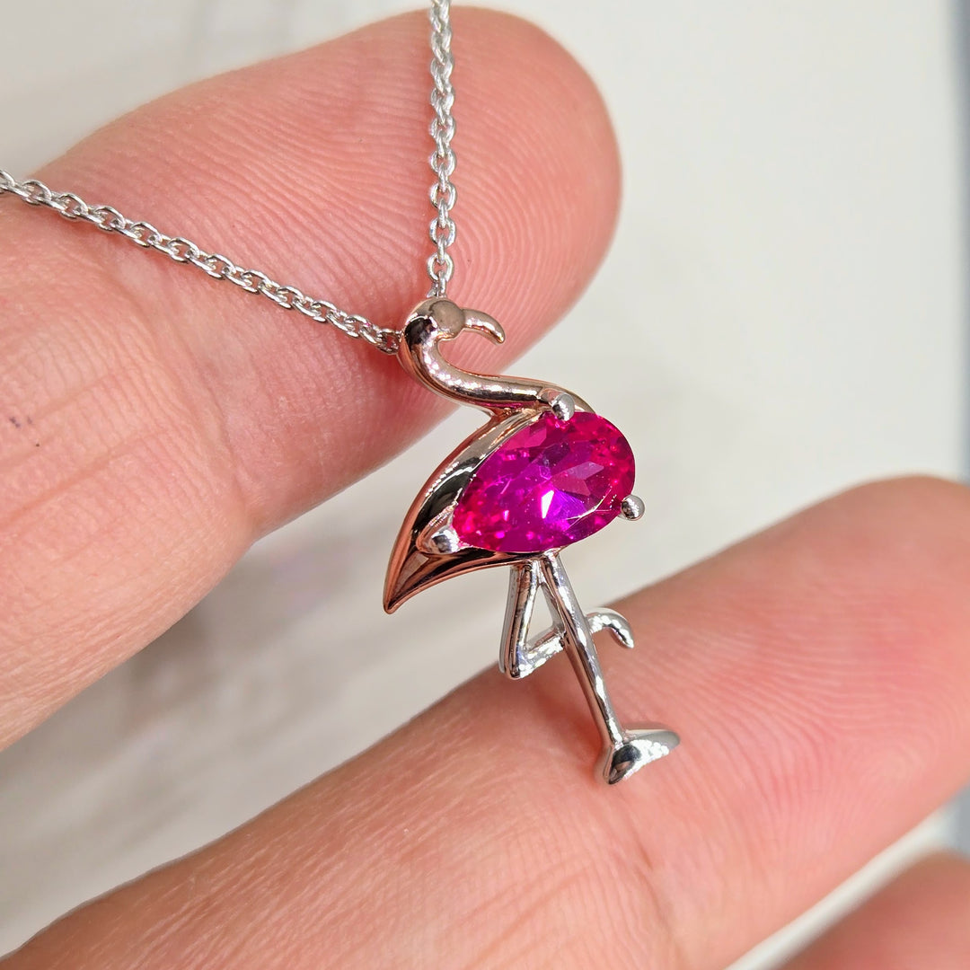 "Scarlet" .75" Pendant - Pink Sapphire, Anti-tarnish Sterling Rose Gold Accents