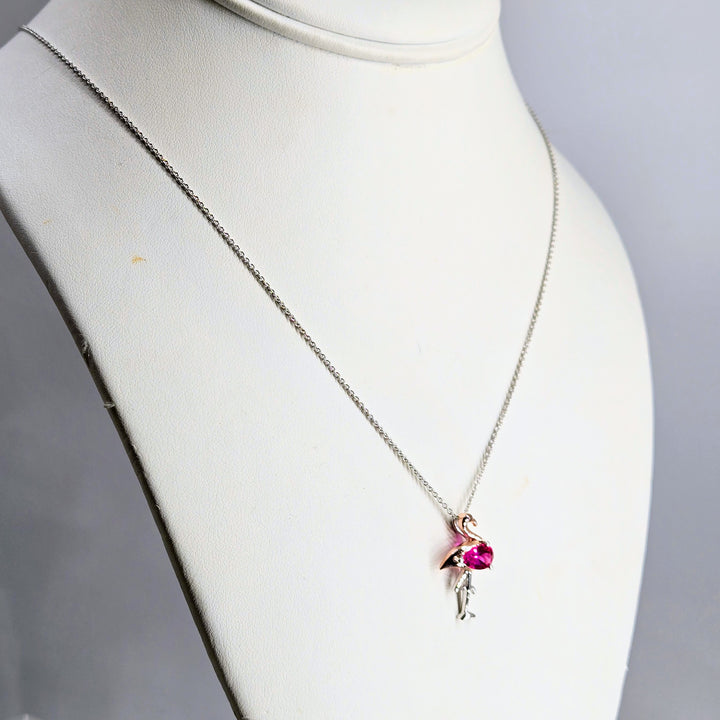 "Scarlet" .75" Pendant - Pink Sapphire, Anti-tarnish Sterling Rose Gold Accents