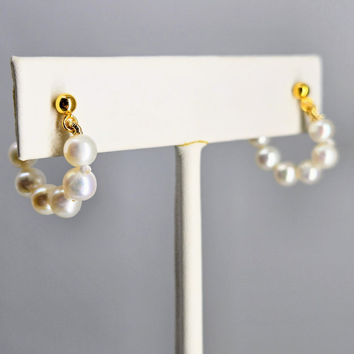 "Baby Bubbles" .5" Post Huggie-Hoop Earrings - Pearls, Anti-tarnish Sterling or 18k Gold Sterling