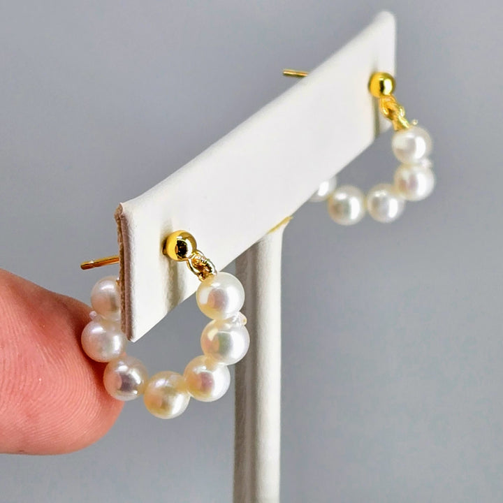 "Baby Bubbles" .5" Post Huggie-Hoop Earrings - Pearls, Anti-tarnish Sterling or 18k Gold Sterling