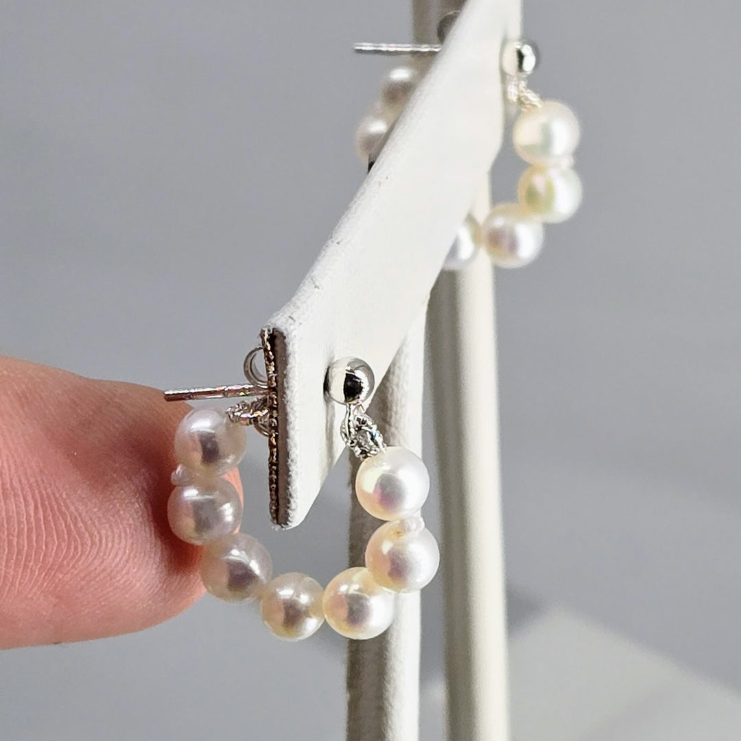 "Baby Bubbles" .5" Post Huggie-Hoop Earrings - Pearls, Anti-tarnish Sterling or 18k Gold Sterling