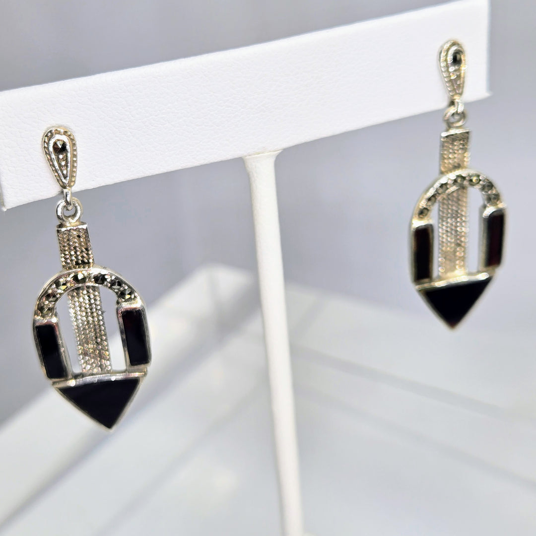 "Gotham Kinda Gal" 1.75" Earrings - Marcasite, Sterling