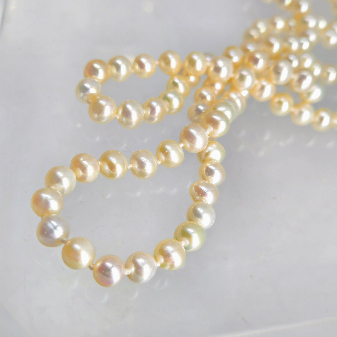"Milk Man Rings Again" 36" Necklace - Pearls, Sterling Clasp & Extender