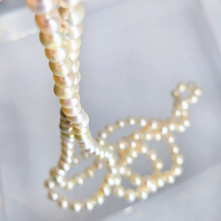 "Milk Man Rings Again" 36" Necklace - Pearls, Sterling Clasp & Extender