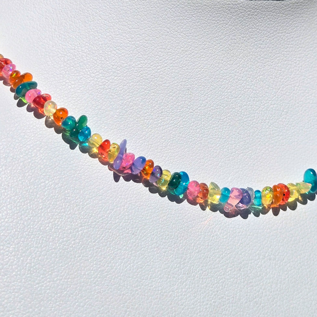 "Fruity Pebbles" 16" - 18" Necklace - Opal, Gold Plate