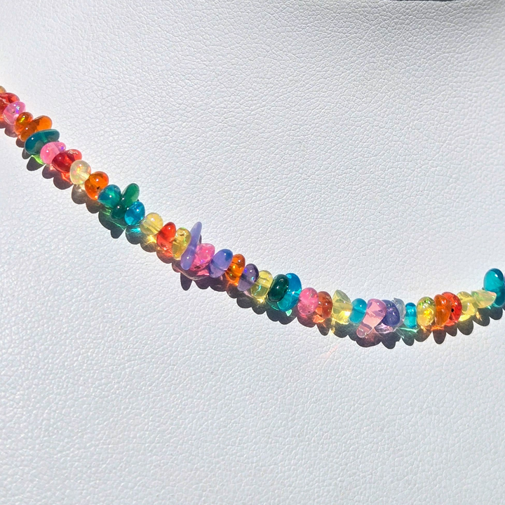 "Fruity Pebbles" 16" - 18" Necklace - Opal, Gold Plate