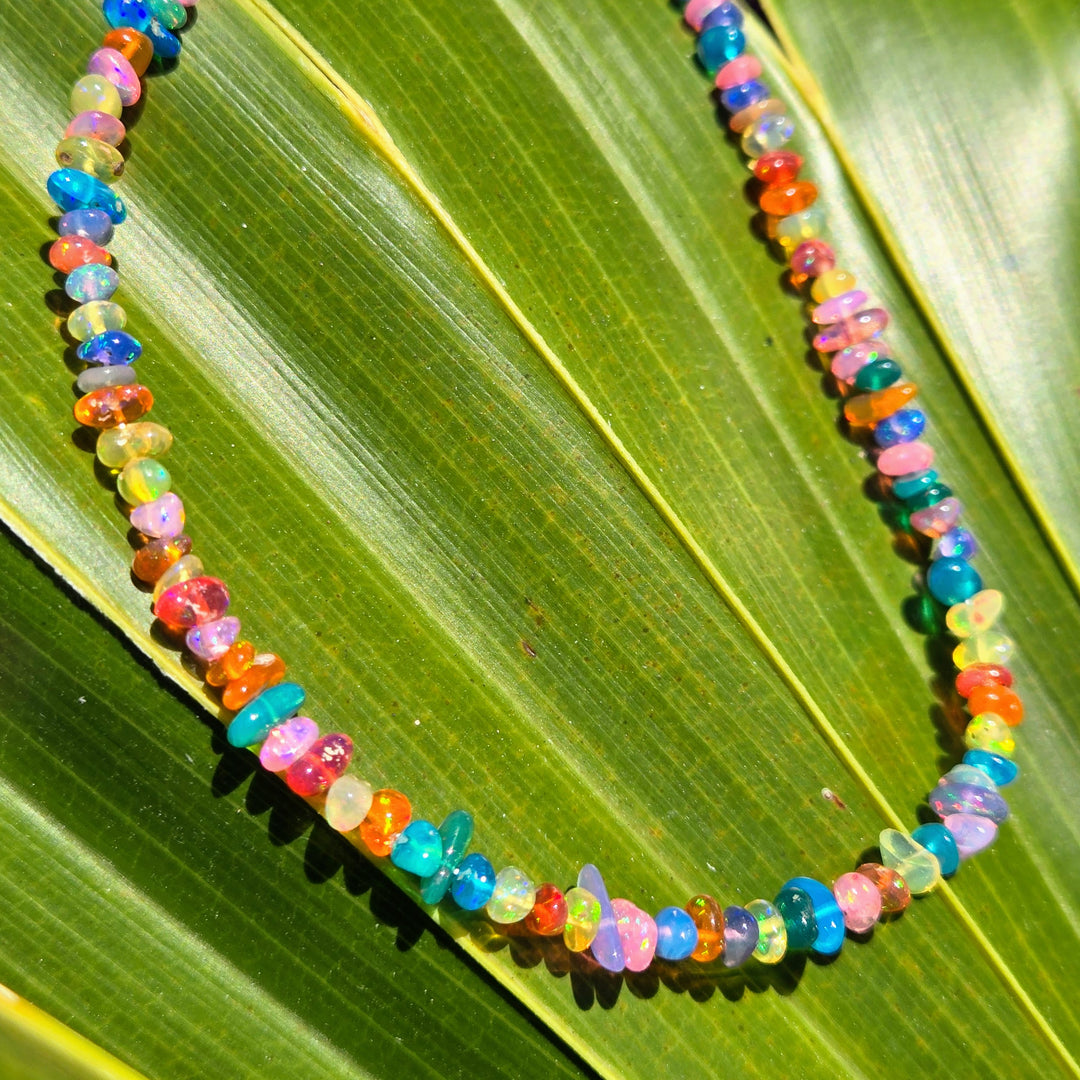 "Fruity Pebbles" 16" - 18" Necklace - Opal, Gold Plate | Key West Local Luxe
