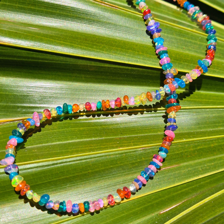 "Fruity Pebbles" 16" - 18" Necklace - Opal, Gold Plate – view 2