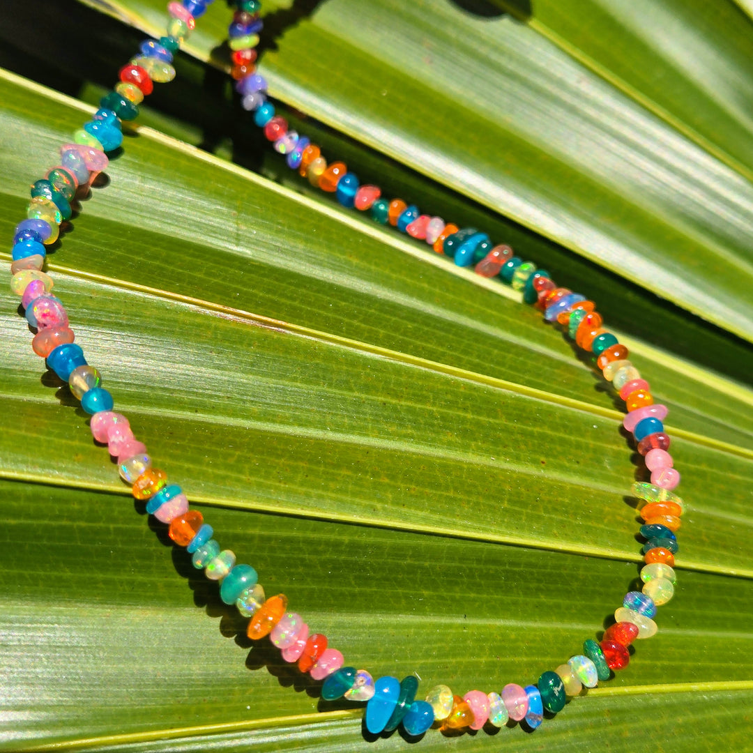 "Fruity Pebbles" 16" - 18" Necklace - Opal, Gold Plate – view 4