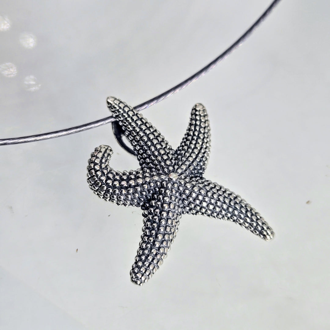 "Sea Star" Stippled Sterling Starfish Pendant Necklace | Key West Local Luxe