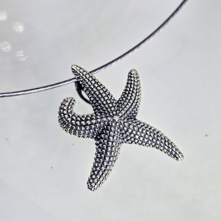 "Sea Star" Stippled Sterling Starfish Pendant Necklace | Key West Local Luxe