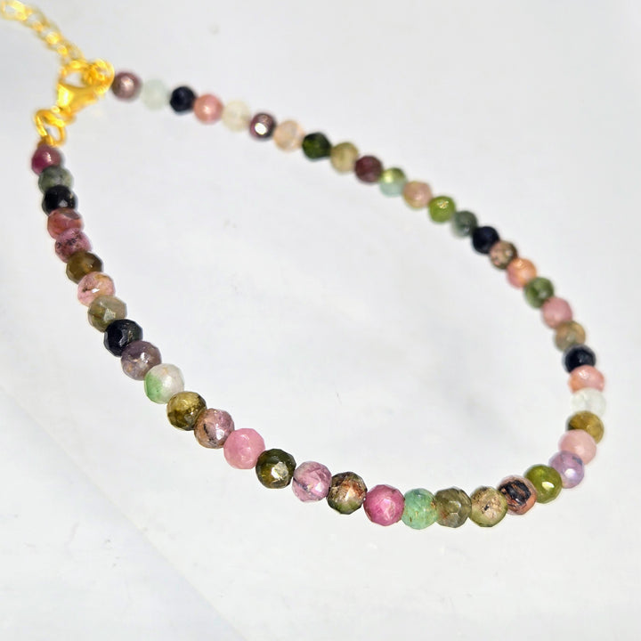 "Gem Blossoms" 7.5" to 8.5" Bracelets - Tourmaline, 18k Gold Sterling