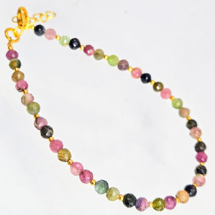 "Gem Blossoms" 7.5" to 8.5" Bracelets - Tourmaline, 18k Gold Sterling