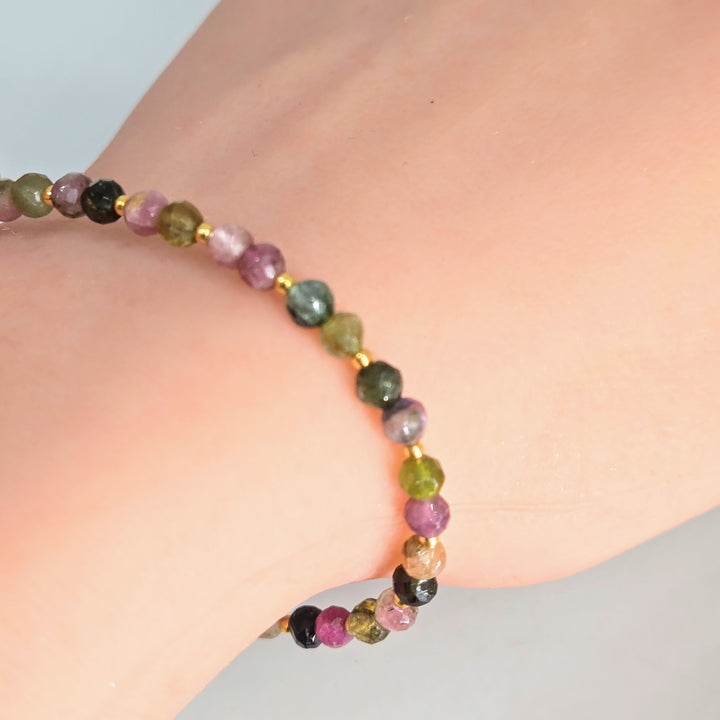 "Gem Blossoms" 7.5" to 8.5" Bracelets - Tourmaline, 18k Gold Sterling