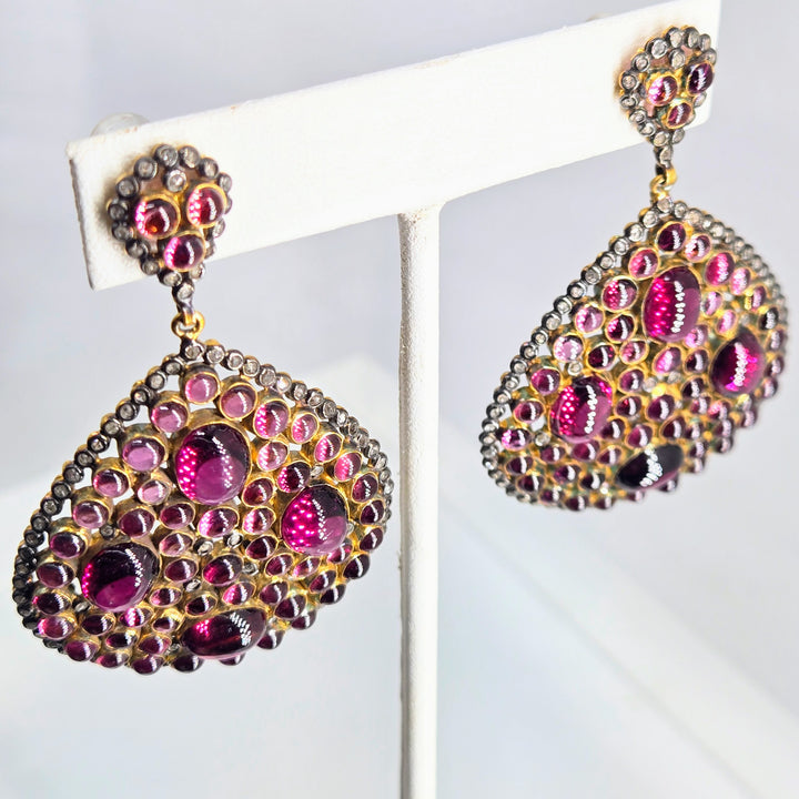 "Velvet Divine" Rubelite Tourmaline & Diamond Earrings
