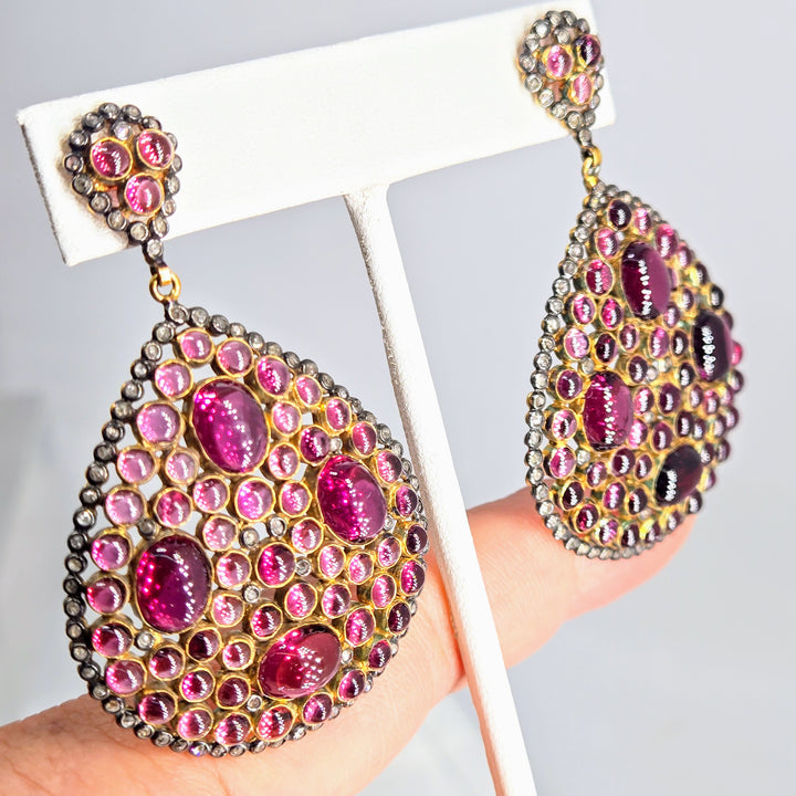 "Velvet Divine" Rubelite Tourmaline & Diamond Earrings