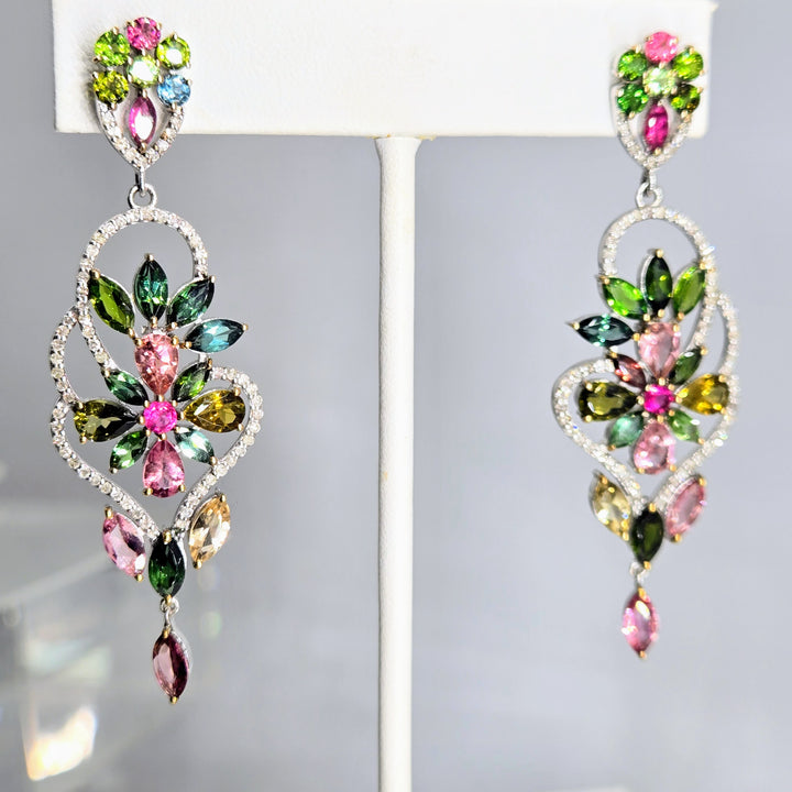 "Florist" Tourmaline & Diamond Bouquet Earrings